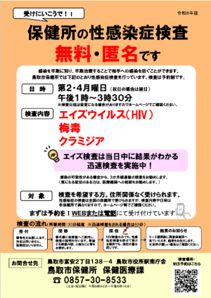 保健所の性感染症検査は無料・匿名です。